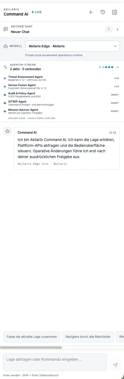 Command AI with agent stream and local model runtime